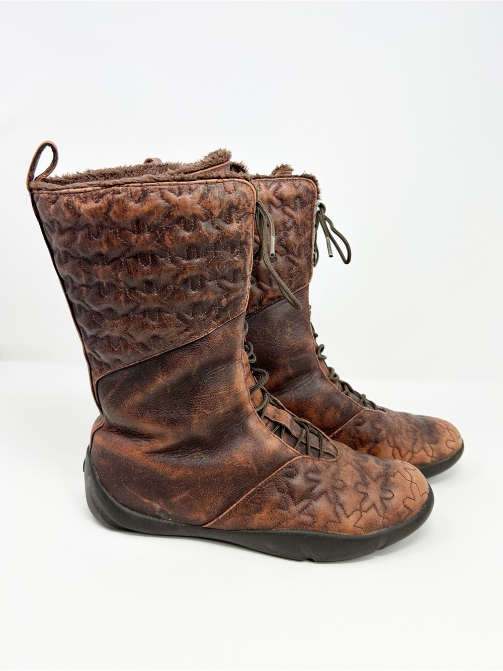 Helly Hansen Brown Quilted Lace-Up Mid-Calf Snow Boots Faux Fur Lined Size 8